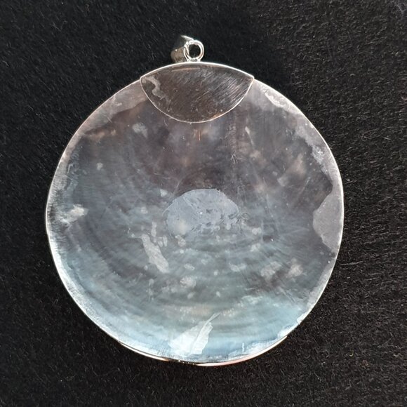 3’’ Bold Unique Vintage 925 Sterling Silver Seashell Inlay Rose Pendant – 26.36g - Picture 7 of 13